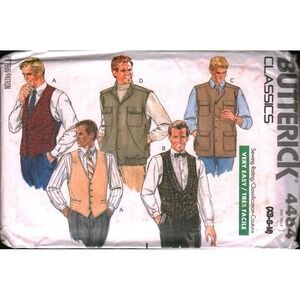 Vintage Butterick 4484 Mens Vest Sewing Pattern XS S M Formal Utility 1989